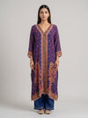 Royal Paisley Navy Crepe Readymade Suit And Pant With Printed Dupatta - mood