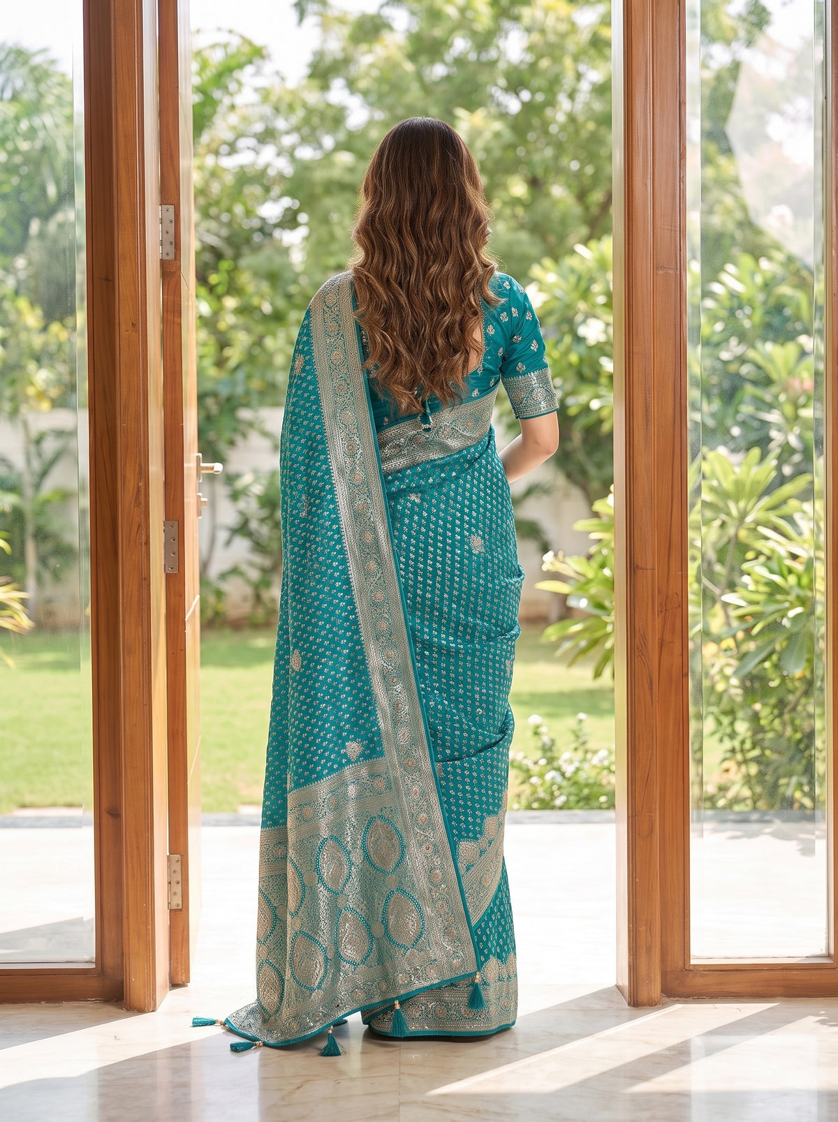 Rama Loom Saree - Back