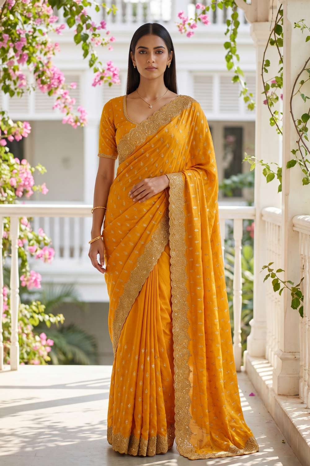Mustard Soft Twill Saree - Hero