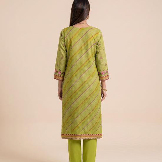 Leheriya Bloom Pista Crepe Readymade Suit And Pant With Printed Dupatta - back