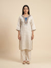 Peacock Muse Tussar Shimmer Readymade Kurta And Pant With Tissue Dupatta - mood