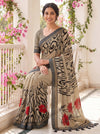 Black Tusser Cotton Floral Printed Saree - Mood