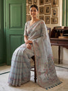 Sky Blue Chanderi Cotton Printed Saree - Mood
