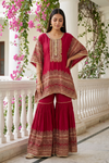 Regal Glow Gajari Crepe Readymade Sharara Set With Dupatta - hero