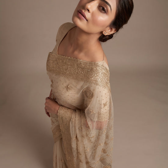 White Net Saree - Mood