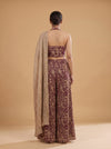 Velvet Dusk Garnet Georgette Readymade Halter Top And Palazzo Set With Crush Tissue Dupatta - back