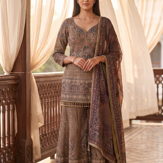 Heirloom Garden Pista Green Crepe Readymade Sharara Set - hero