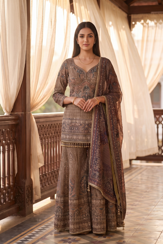Heirloom Garden Pista Green Crepe Readymade Sharara Set - hero