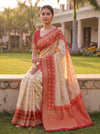 White Red Georgette Saree - Mood