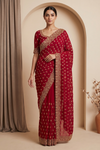 Red Soft Twill Saree - Hero