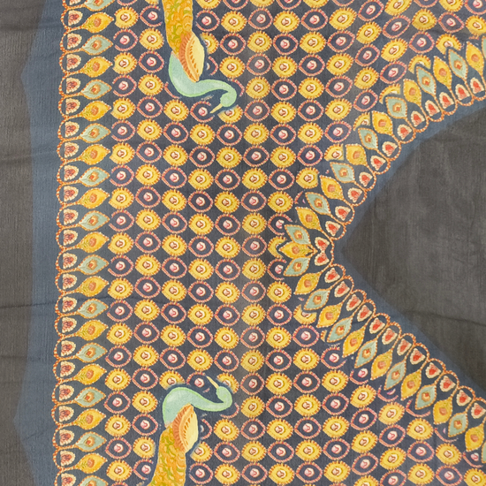 Navy Blue Georgette Printed Saree - Blouse