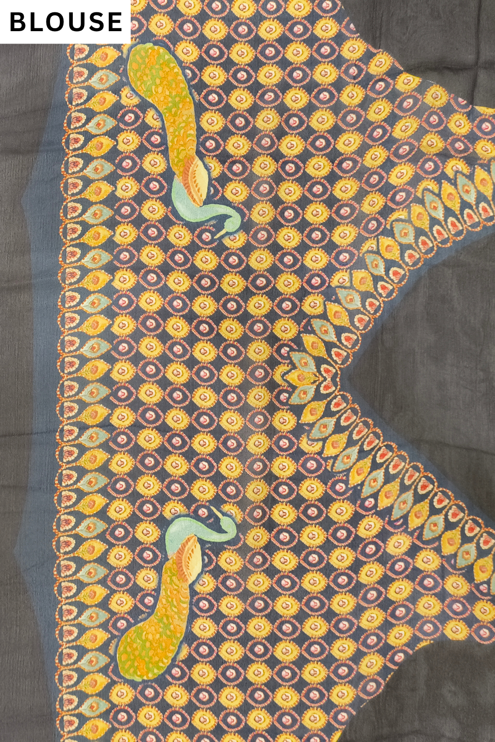 Navy Blue Georgette Printed Saree - Blouse