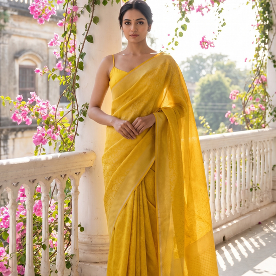 Mango Gold Pista Georgette Saree - Hero