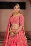 Rani Fine Raw Silk lehenga Set With Net Dupatta