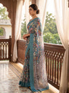 Mint Green Georgette Saree With Unstitched Blouse