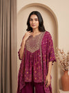 Regal And Radiant Garnet Crepe Readymade Suit And Pant