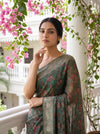 Mint Green Georgette Saree With Unstitched Blouse