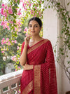 Maroon Chiffon Saree With Unstitched Blouse