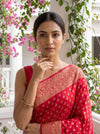 Rani Banarasi Silk Saree With Unstitched Blouse