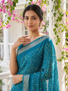Rama Soft Twill Saree With Unstitched Blouse