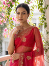 Rani Chiffon Saree With Unstitched Blouse