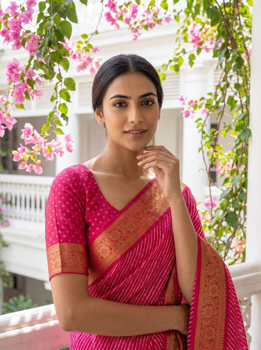 Rani Soft Twill Saree With Unstitched Blouse