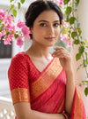 Coral Soft Twill Saree With Unstitched Blouse