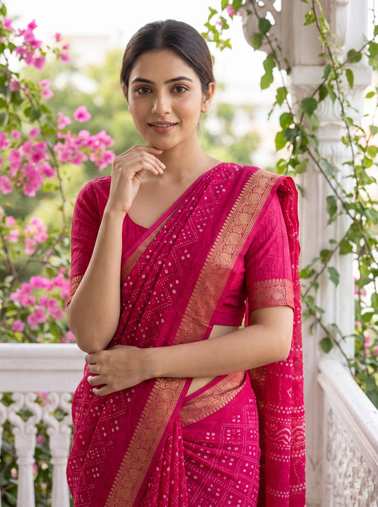 Rani Soft Twill Saree With Unstitched Blouse