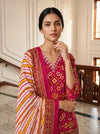 Tussar Rani Cotton Readymade Suit And Plazzo with Cotton Dupatta