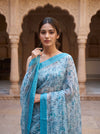 Tea Green Georgette Saree With Unstitched Blouse