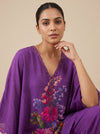 Purple Crepe Readymade Suit And Plazzo Set