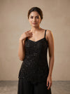 Bold Statement Black Georgette Readymade Suit And sharara With Georgette Dupatta
