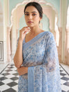 Grey Georgette Saree With Unstitched Blouse