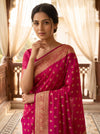 Rani Banarasi Silk Saree With Unstitched Blouse