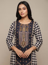 Off White Black Cotton Readymade Suit And Plazzo with Cotton Dupatta