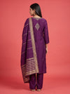 Garnet Crepe Readymade Suit And Plazzo with Cotton Dupatta