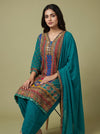 Royal Rama Crepe Readymade Suit And Plazzo with Chiffon Dupatta
