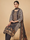 Off White Black Cotton Readymade Suit And Plazzo with Cotton Dupatta