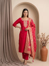 Timeless Elegance Rani Chanderi Cotton Unstitched Salwar Suit With Banarasi Cotton Dupatta