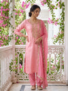 Eternal Bloom Pink Banarasi Silk Unstitched Salwar Suit With Chiffon Dupatta
