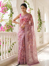 Onion Georgette Saree With Unstitched Blouse
