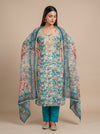 Timelessly Beauty Tussar Rama Crepe Unstitched Salwar Suit With Chiffon Dupatta