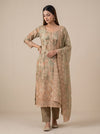 Timelessly Beauty Tussar Pista Organza Unstitched Salwar Suit With Chiffon Dupatta