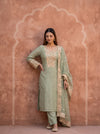 Soft Heritage Pista Crush Tissue Unstitched Salwar Suit With  organza Dupatta