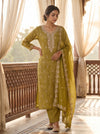 Mehendi Shimmer Tissue Unstitched Slawar Suit With Chiffon Dupatta