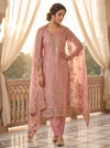 Stunningly Unique Onion Organza Unstitched Salwar Suit With Organza Dupatta