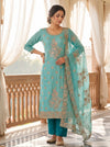 Pastel Majesty Mint Green Organza Unstitched Salwar Suit With Organza Dupatta