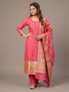 Gajari Dola Banarasi Woven Zari Unstitched Salwar Suit With Dola Silk Dupatta