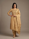 Heritage Charm Mehndi Silk Unstitched Salwar Suit With Silk Dupatta