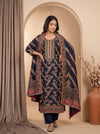 Bold Statement Black Organza Unstitched Salwar Suit With Organza Dupatta